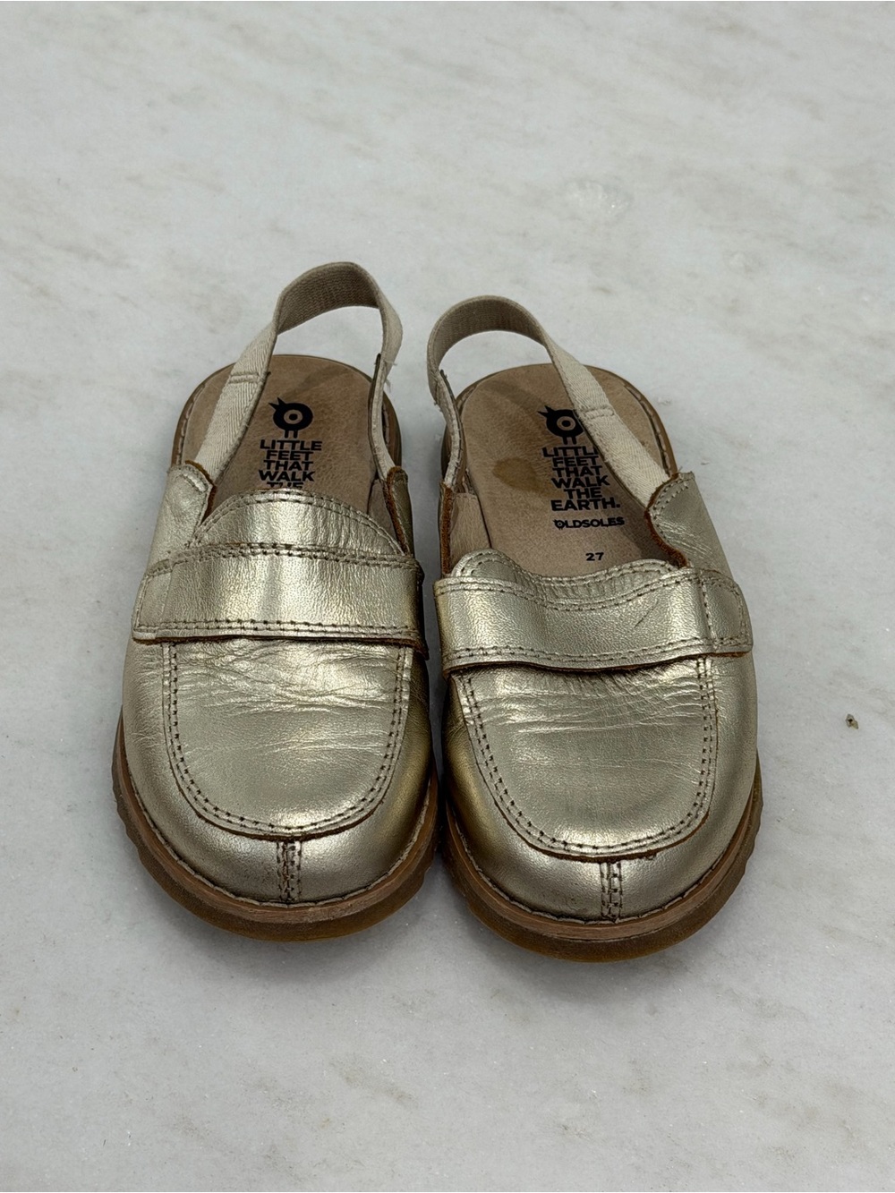 Old Soles Gold Leather Slingback Sandals